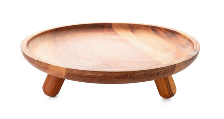 Wooden tray on white background