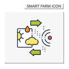 Weather tracking color icon. Used to locate precipitation, calculate its motion, and estimate its type. Smart farming technologies concept. Isolated vector illustration