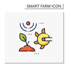 Soil tilling color icon. Agricultural preparation of soil by mechanical agitation. Using digging, stirring, and overturning. Smart agriculture concept. Isolated vector illustration