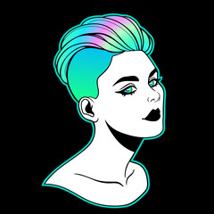 girl with a bright hairstyle undercut