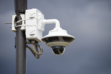Surveillance Camera Mounted On Pole