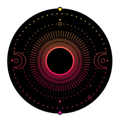 bright esoteric decorated sun and stars