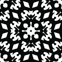 Geometric vector pattern with triangular elements. Seamless abstract ornament for wallpapers and backgrounds. Black and white patterns.