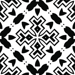 Geometric vector pattern with triangular elements. Seamless abstract ornament for wallpapers and backgrounds. Black and white patterns.