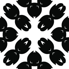 Geometric vector pattern with triangular elements. Seamless abstract ornament for wallpapers and backgrounds. Black and white patterns.