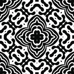 Geometric vector pattern with triangular elements. Seamless abstract ornament for wallpapers and backgrounds. Black and white patterns.