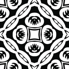 Geometric vector pattern with triangular elements. Seamless abstract ornament for wallpapers and backgrounds. Black and white patterns.