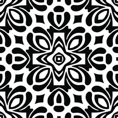 Geometric vector pattern with triangular elements. Seamless abstract ornament for wallpapers and backgrounds. Black and white patterns.
