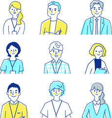 ビジネスパーソン男女9人　バストアップ　セット