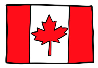 Hand drawing Canadian flag sketch. Vector doodle illustration