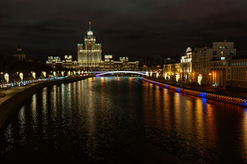 Fototapeta na wymiar Smart night Moscow, on New Year's holidays