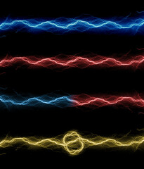 Set of electrical elements, sparks, lightning, explosion