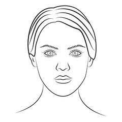 Face chart template for make up. Female face. Cosmetology concept. Vector illustration.
