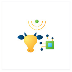 RFID animal identification flat icon. Digitalization in agriculture. Device for monitoring animal health, location. Smart farming concept. 3d vector illustration