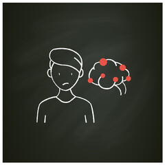 Continuous partial attention chalk icon. Simultaneously pay attention to several sources of information. Information overload concept.Isolated vector illustration on chalkboard