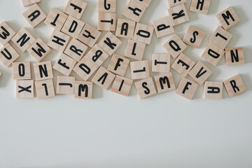 Wooden letters with an open space that can be used as copy space