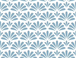 Flower geometric pattern. Seamless vector background. White and blue ornament. Ornament for fabric, wallpaper, packaging. Decorative print