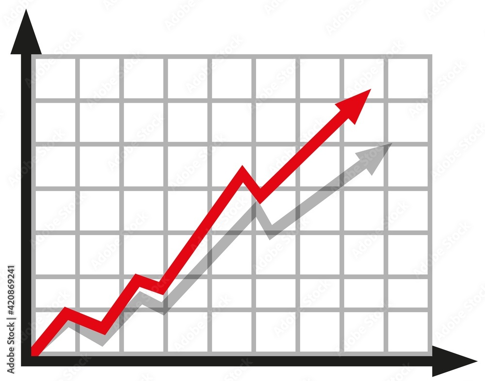 Poster graph with increase report. diagram with rise and gain progress. vector illustration