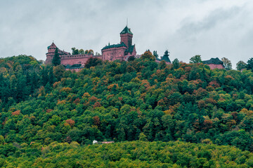 Fototapeta premium panoramic view of the Hohkönigsburg Castle ( Château du Haut-Kœnigsbourg ), France.