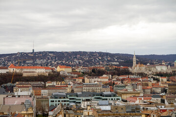 Fototapeta na wymiar Panoramica, panoramic, vista, view o skyline en la ciudad de Budapest, en el pais de Hungria