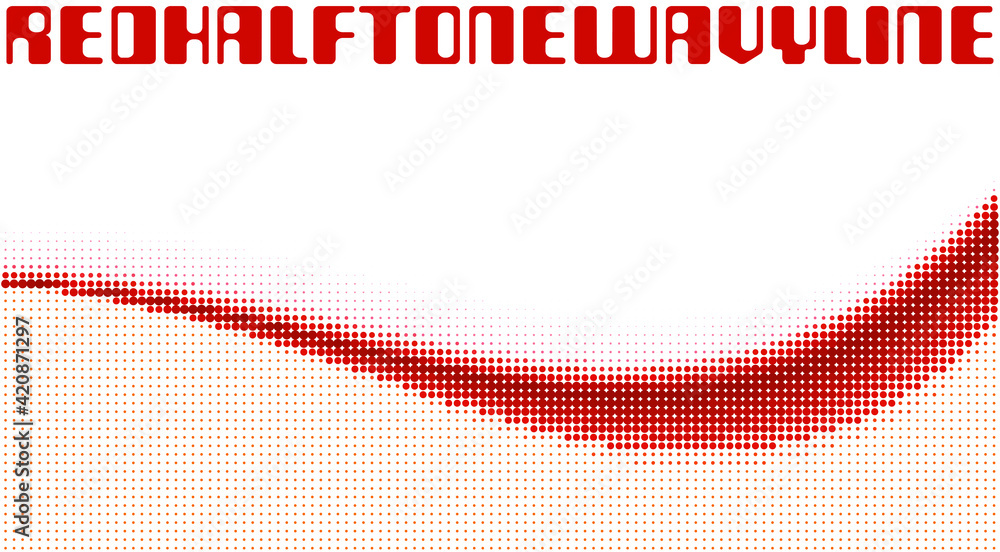 Poster red dotted wavy line with halftone effect