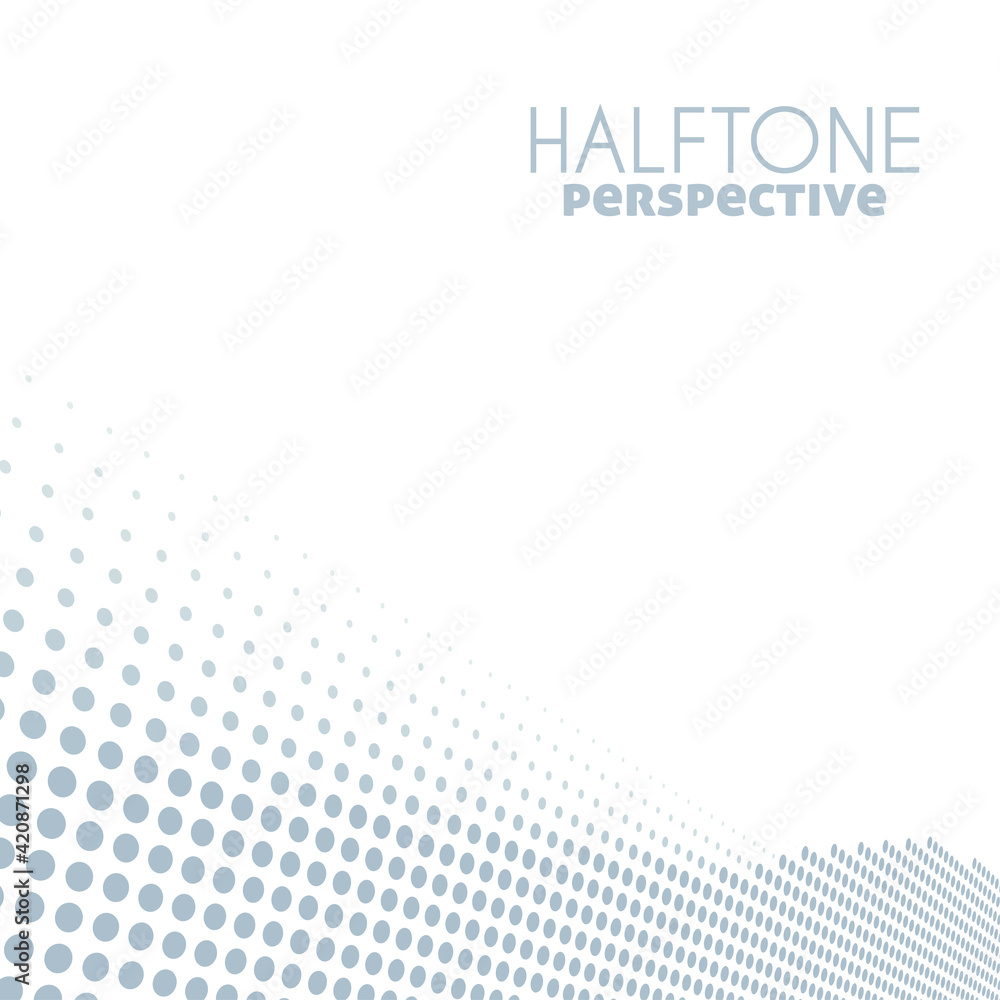 Poster Minimal perspective dotted background with gray dots. Simple graphics