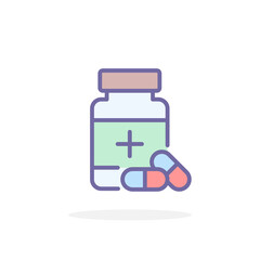 Pills bottle icon in filled outline style.