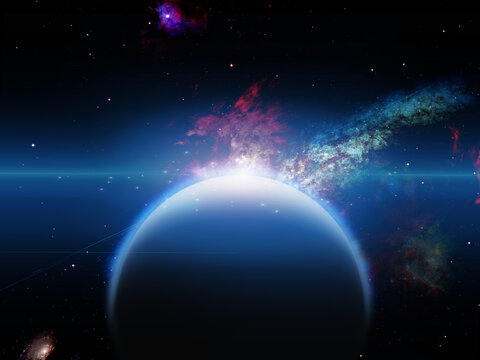 Planet with nebulos filaments