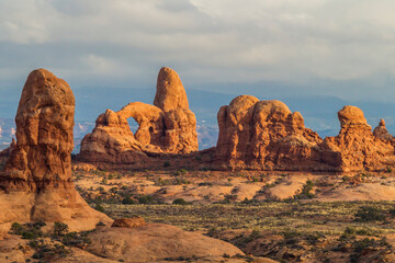 USA, Utah, Arches National Park. Turret Arch and other formations. © Danita Delimont