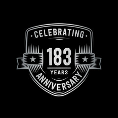 183 years anniversary celebration shield design template. Vector and illustration