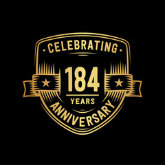 184 years anniversary celebration shield design template. Vector and illustration