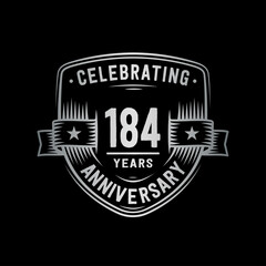 184 years anniversary celebration shield design template. Vector and illustration