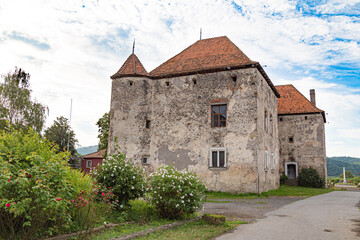 Fototapeta na wymiar Ancient castle St. Miklos. Chynadiyevo village, Western Ukraine. Europe