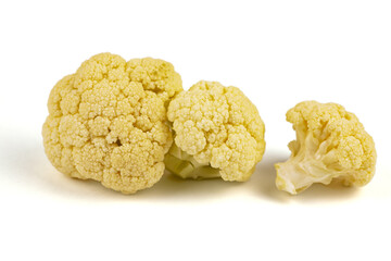 Cauliflower isolated on white background. Ripe fresh cauliflower.
