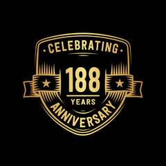 188 years anniversary celebration shield design template. Vector and illustration