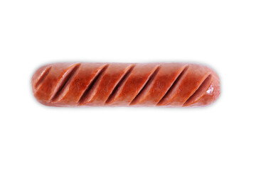 Fried hot sausage on a white isolated background