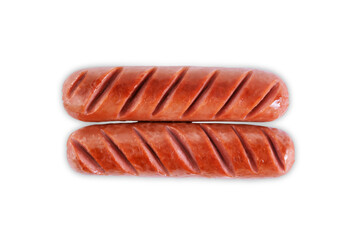 Fried hot sausage on a white isolated background