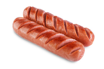 Fried hot sausage on a white isolated background