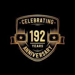 192 years anniversary celebration shield design template. Vector and illustration