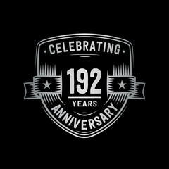 192 years anniversary celebration shield design template. Vector and illustration