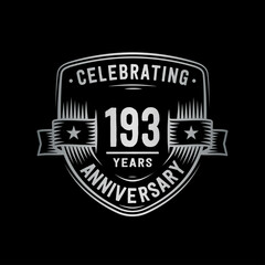 193 years anniversary celebration shield design template. Vector and illustration