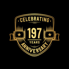 197 years anniversary celebration shield design template. Vector and illustration