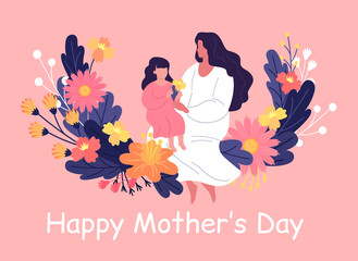 Happy mother's day colorful vector illustration