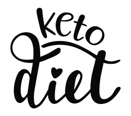 Keto Diet handwritten lettering vector emblem icon. Healthy lifestyle phrases and icons for cards, banners, posters, mug, aprones, scrapbooking, pillow case and clothes design. 