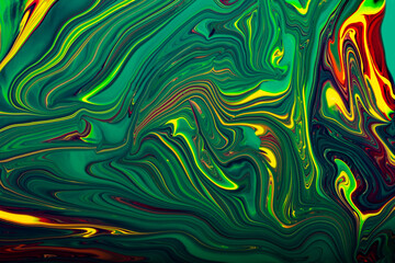 Multicolor bright enamel abstract background.Makeup concept.Beautiful stains of liquid nail laquers.Fluid art,pour painting technique.Good as digital decor,copy space.Horizontal photography.