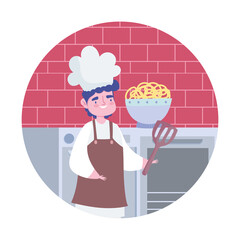 chef noodles cooking