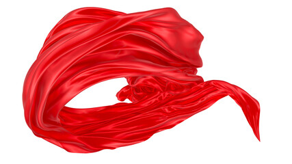 Beautiful flowing fabric of red wavy silk or satin. 3d rendering image.