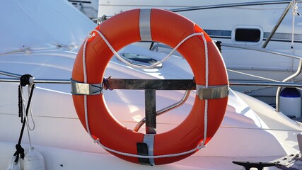 lifeboat in recreational boat in the port