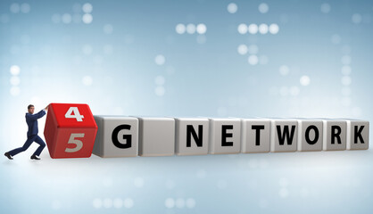 Businessman in transition from 4G to 5G
