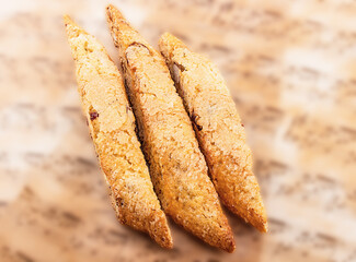 Biscotti on a brown paper